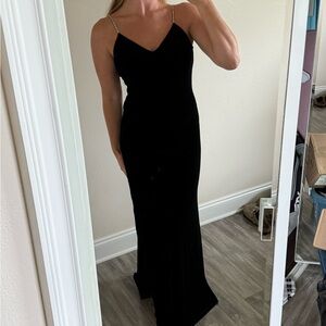 Jump Black Maxi Gown with Rhinestone Straps